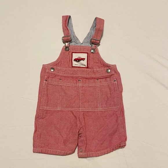 Vintage Tommy Hilfiger Toddler Overalls 12 - 18 M Red Truck - Picture 1 of 16